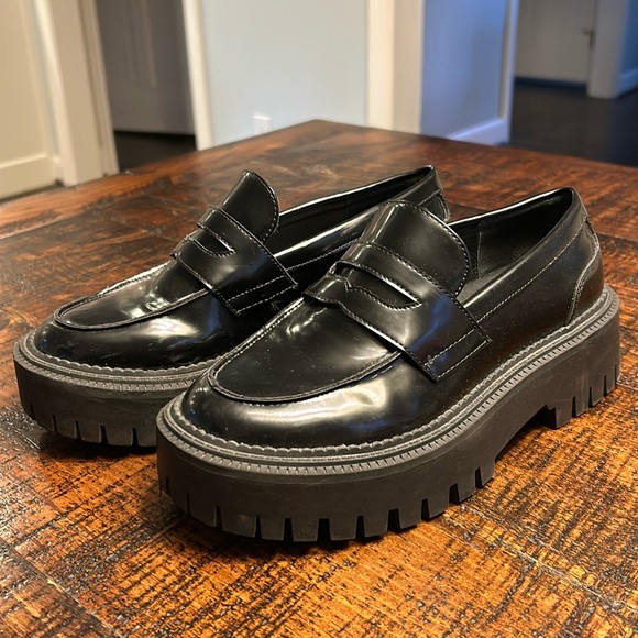 Black Platform Penny Loafers - Picture 2 of 2